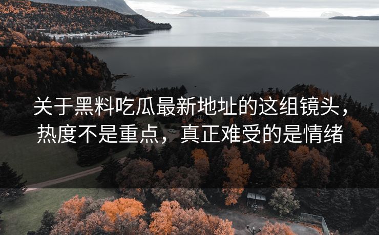 关于黑料吃瓜最新地址的这组镜头,热度不是重点,真正难受的是情绪