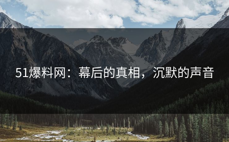 51爆料网:幕后的真相,沉默的声音