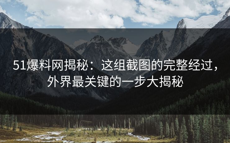 51爆料网揭秘：这组截图的完整经过，外界最关键的一步大揭秘