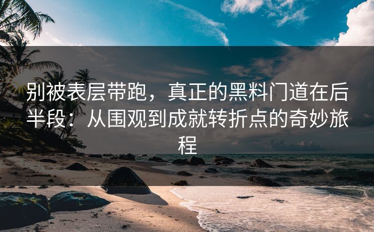 别被表层带跑,真正的黑料门道在后半段:从围观到成就转折点的奇妙旅程