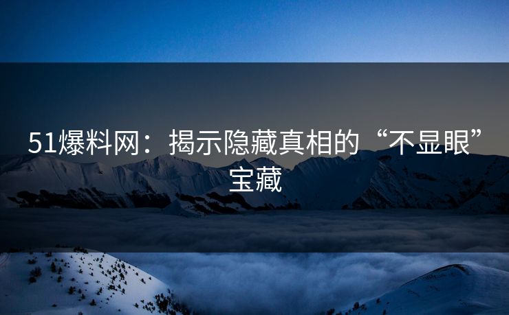 51爆料网：揭示隐藏真相的“不显眼”宝藏